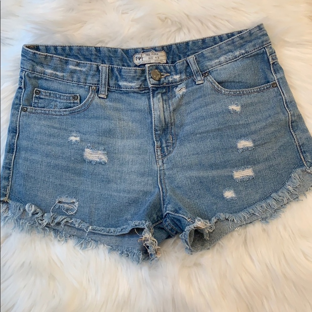 Free People distressed high waist denim shorts